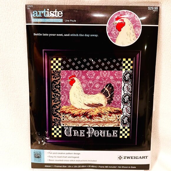 Artiste Counted Cross Stitch "Une Poule" Kooler Design - NWT (2015) - Picture 1 of 11